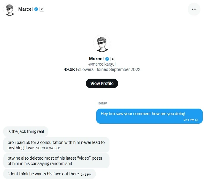 Marcel direct message about the consultation